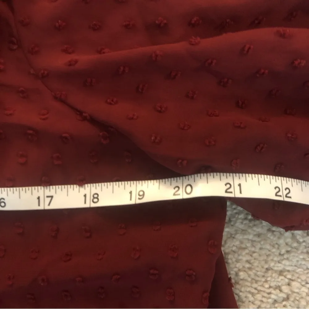 J.Crew red clip dot long sleeve ruffle front blouse size 12 - Image 9