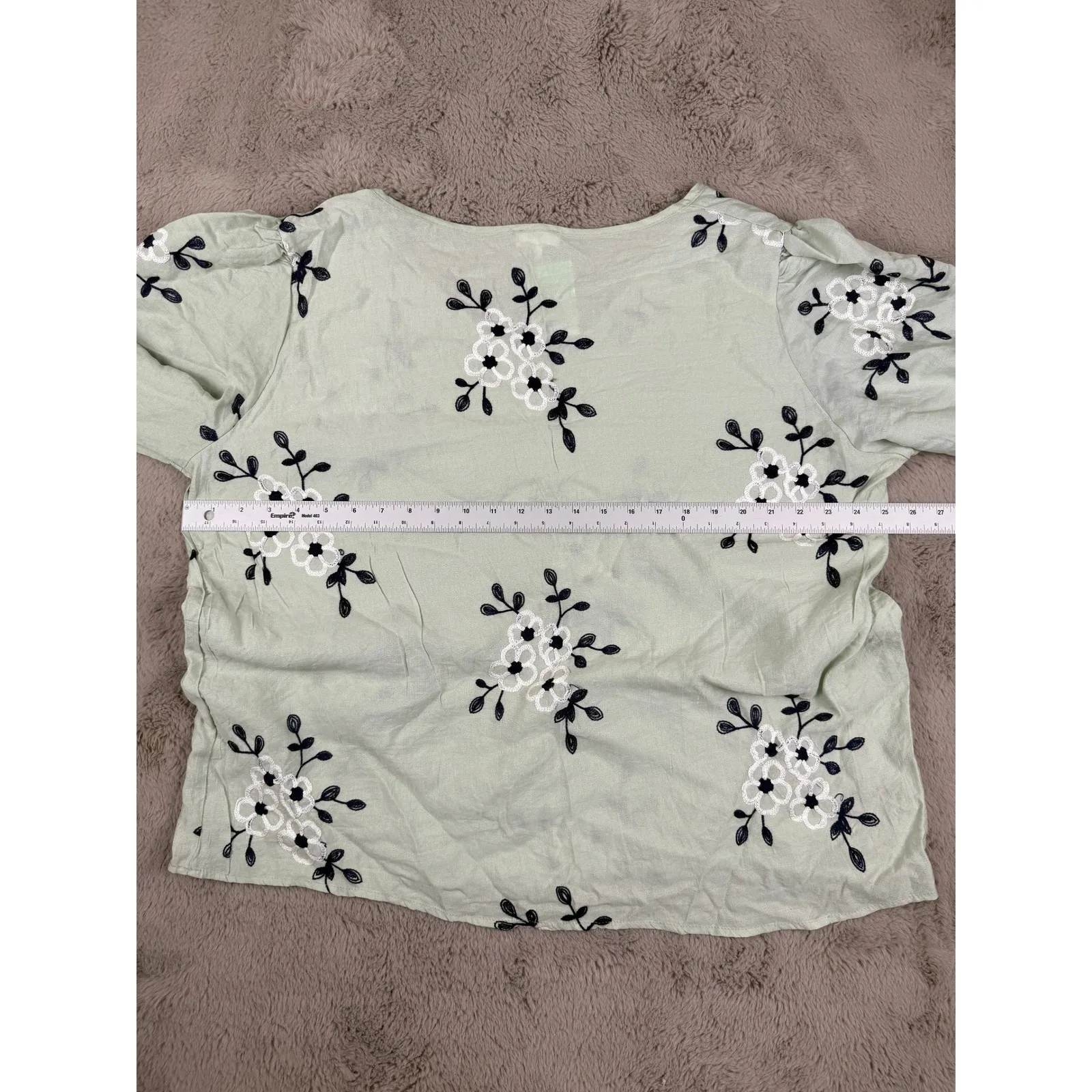 NWOT Kindred Floral Embroidered Blouse Puff Sleeve Top Lightweight 3X Cottagecor - Image 4