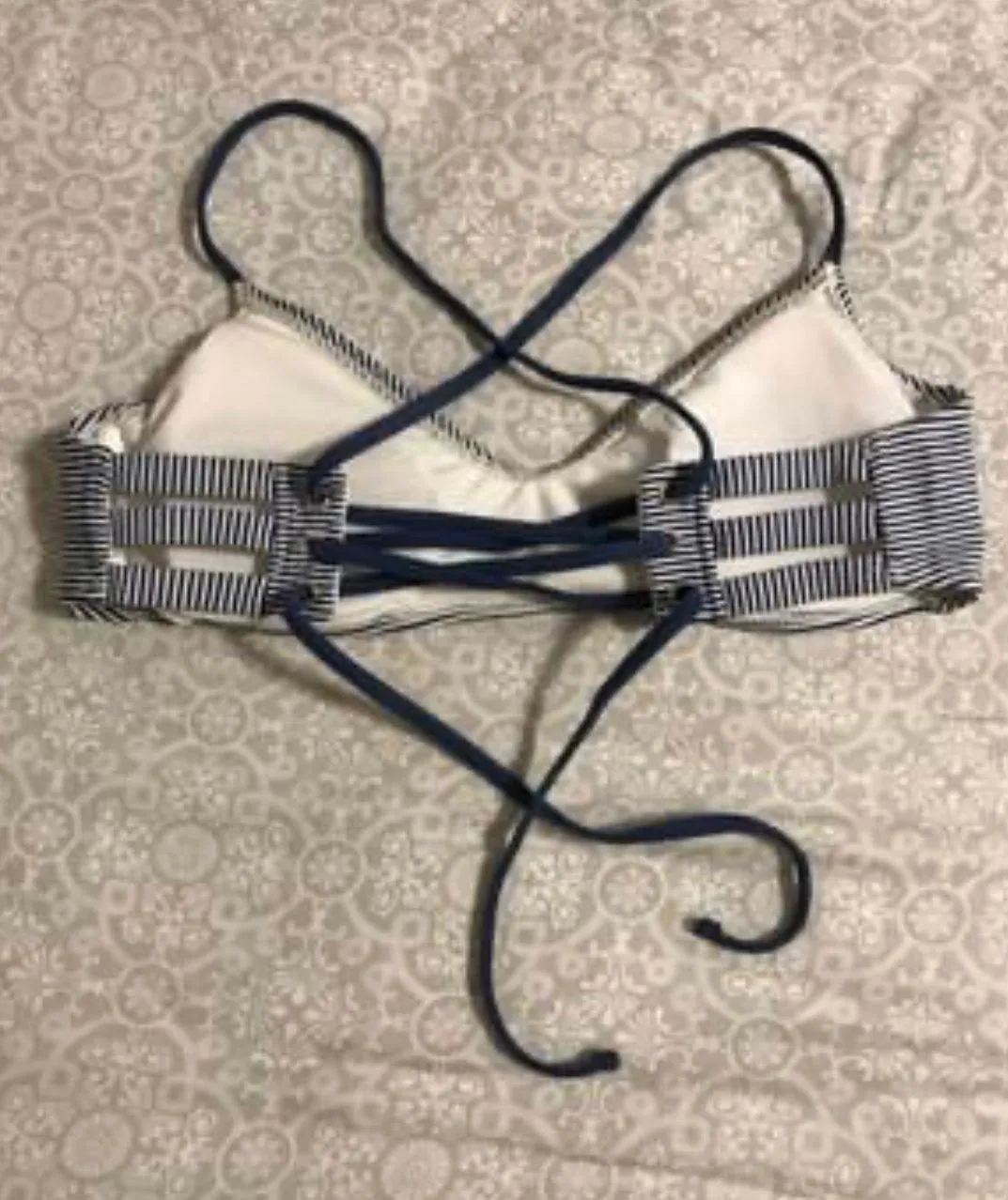 Striped Cross Back Bikini Top - Image 2