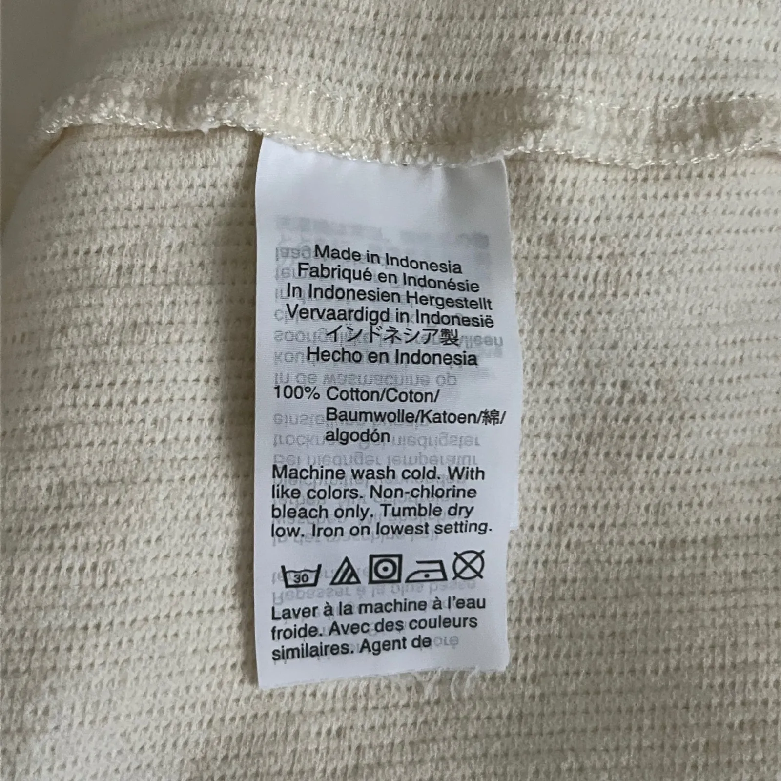 Madewell Texture & Thread Women's Ivory Mock Neck Ribbed Long Sleeve Size L - Image 5