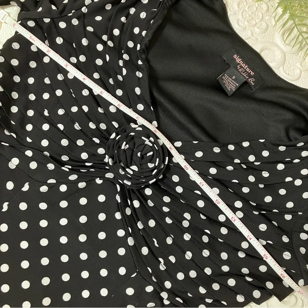 Vintage Y2K Robbie Bee Black White Polka Dot Midi Dress size Small - Image 6
