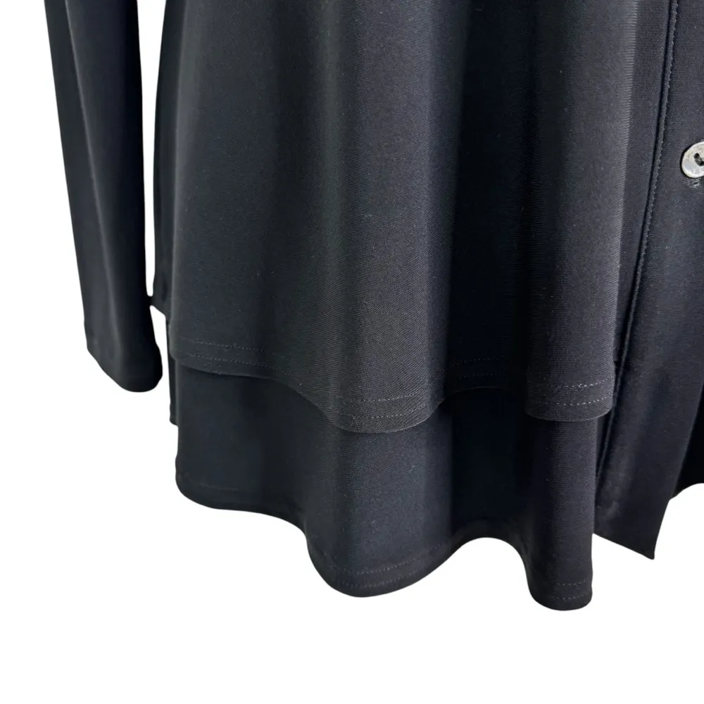 Sympli Charm Jersey Knit Button Front Layered Hem Tunic Top Black Size 8 Gray - Image 5
