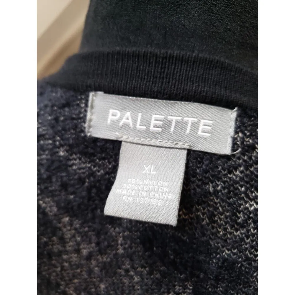 Palette Women Black Floral Nylon Open Front Long Sleeve Cardigan Sweater Size XL - Image 8