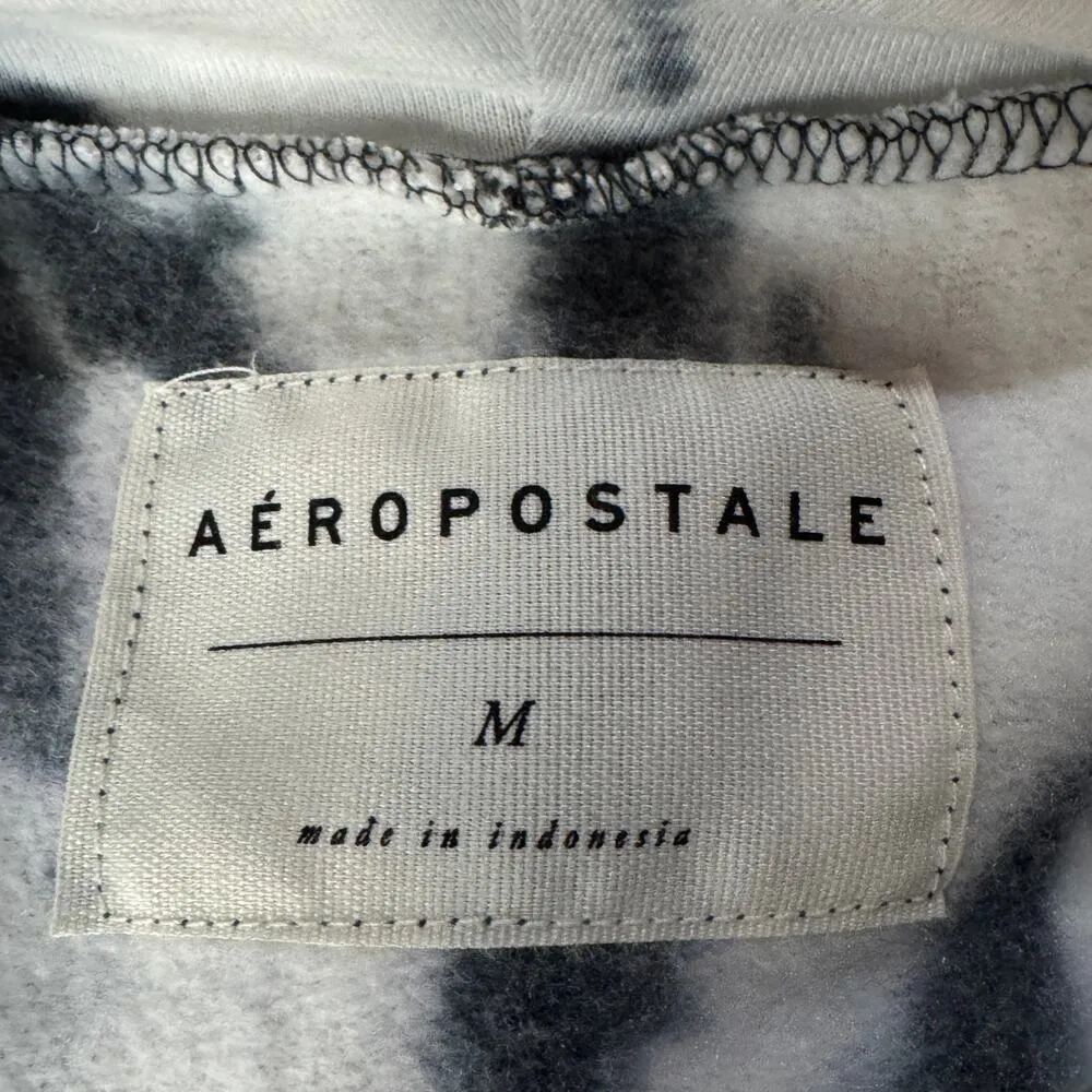 Aeropostale JRS Medium Cropped Sweatshirt Hoodie Tie-Dye Long Dolman Sleeve Gray - Image 10