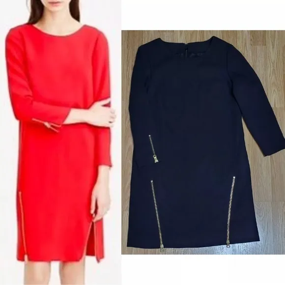 J.Crew black sheath dress with zipper details fully lined women’s size 16 tall - Image 2