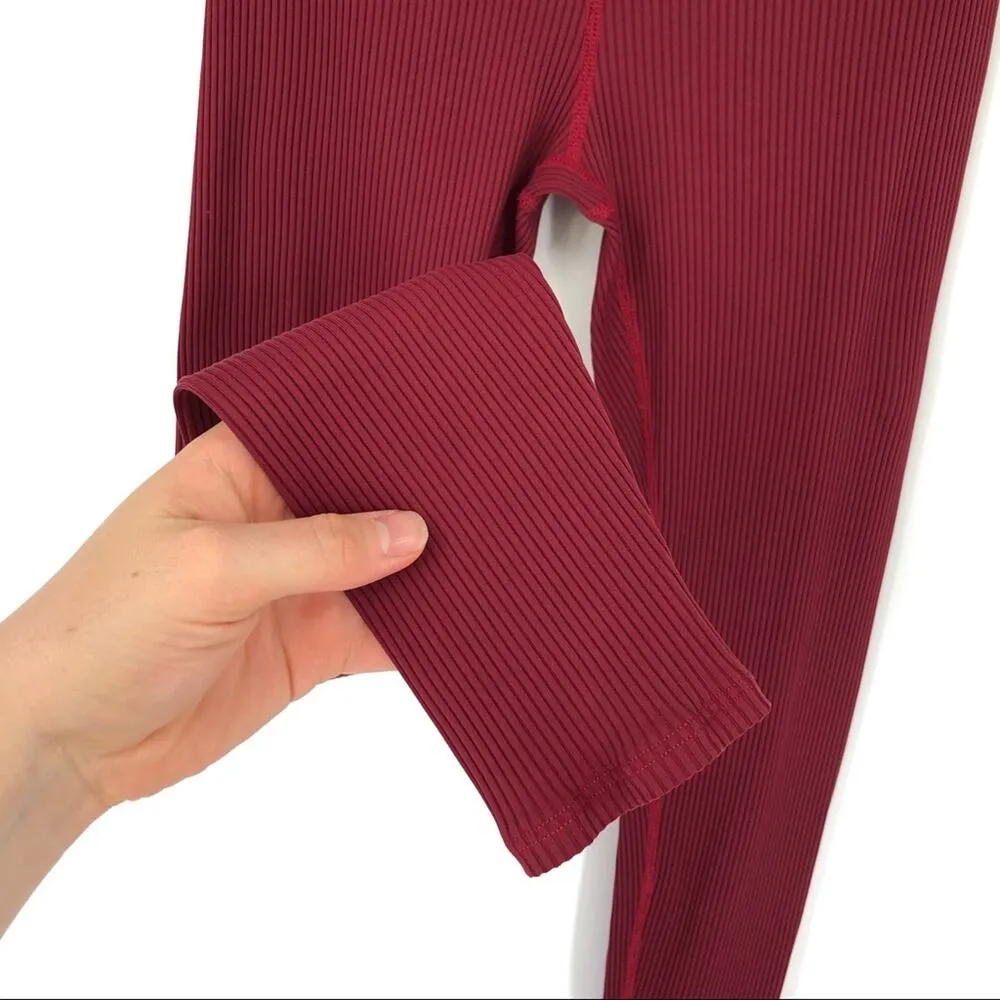 CARBON38 Ribbed Regular Rise 7/8 Legging Ruby Red S - Image 3