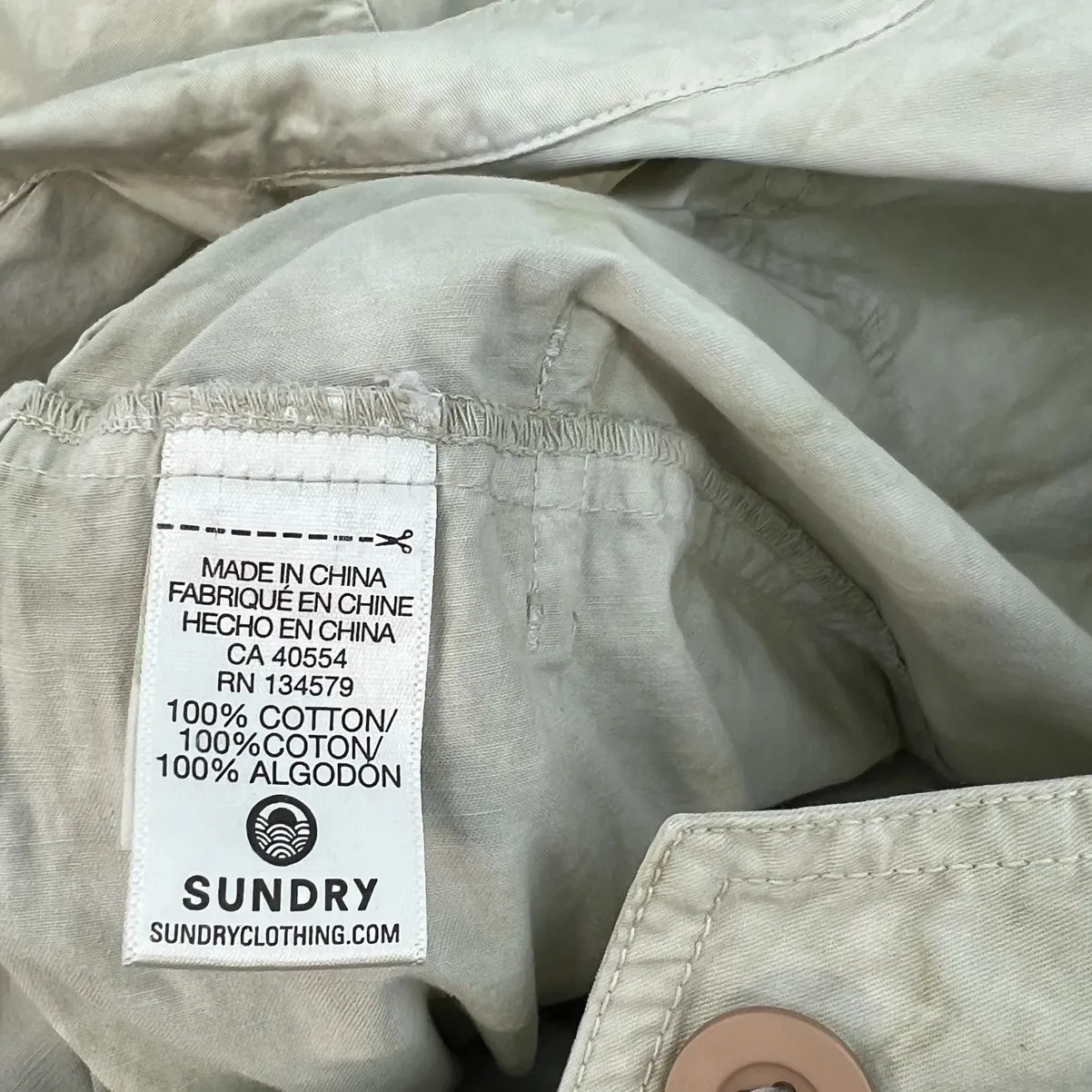 Sundry Flight Suit Jumpsuit Utility Coverall Tie Dye Green Cream Size 3 Large - Image 14