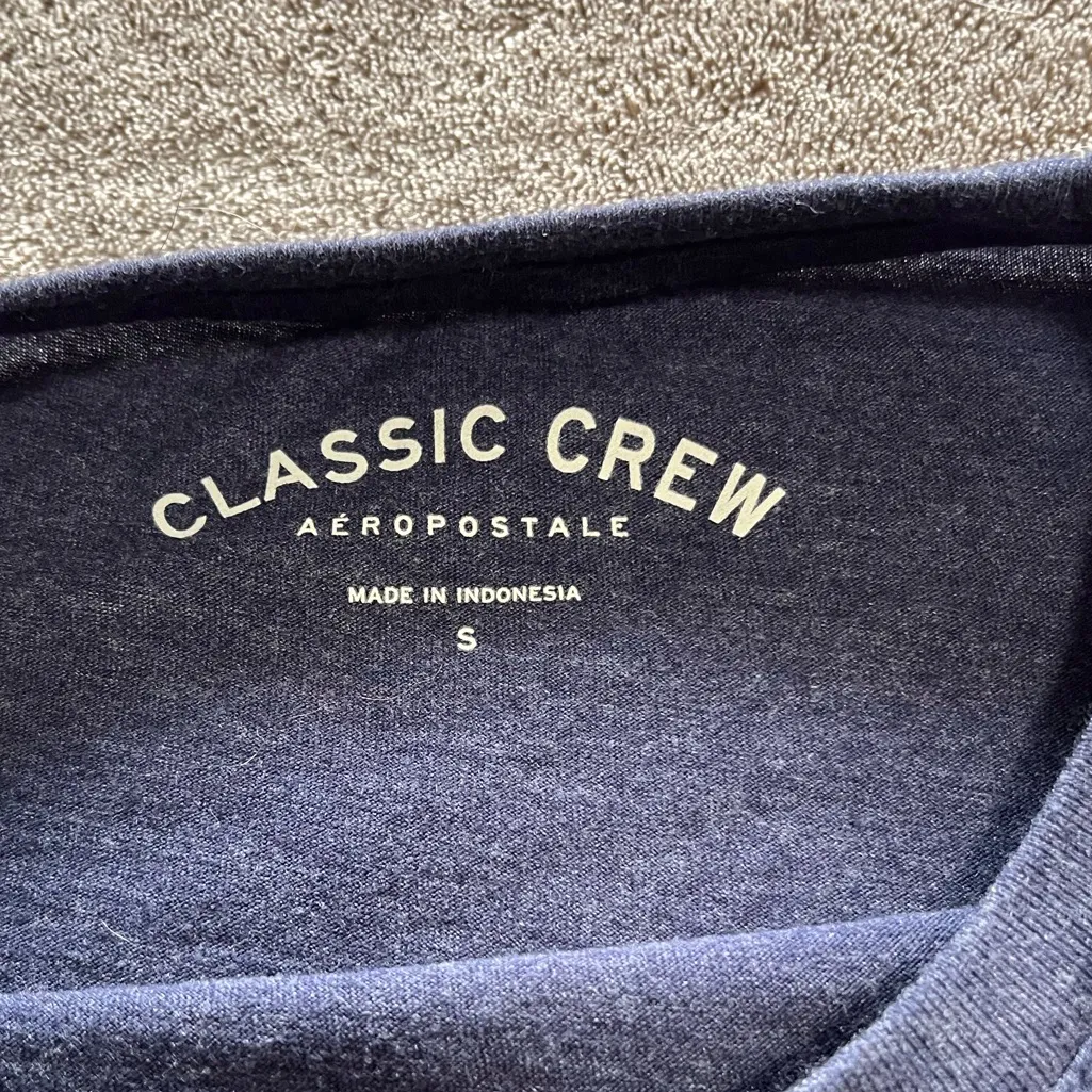 AEROPOSTALE Y2K Navy Fitted Crewneck Women’s Tee T-Shirt Sz S EUC - Image 4