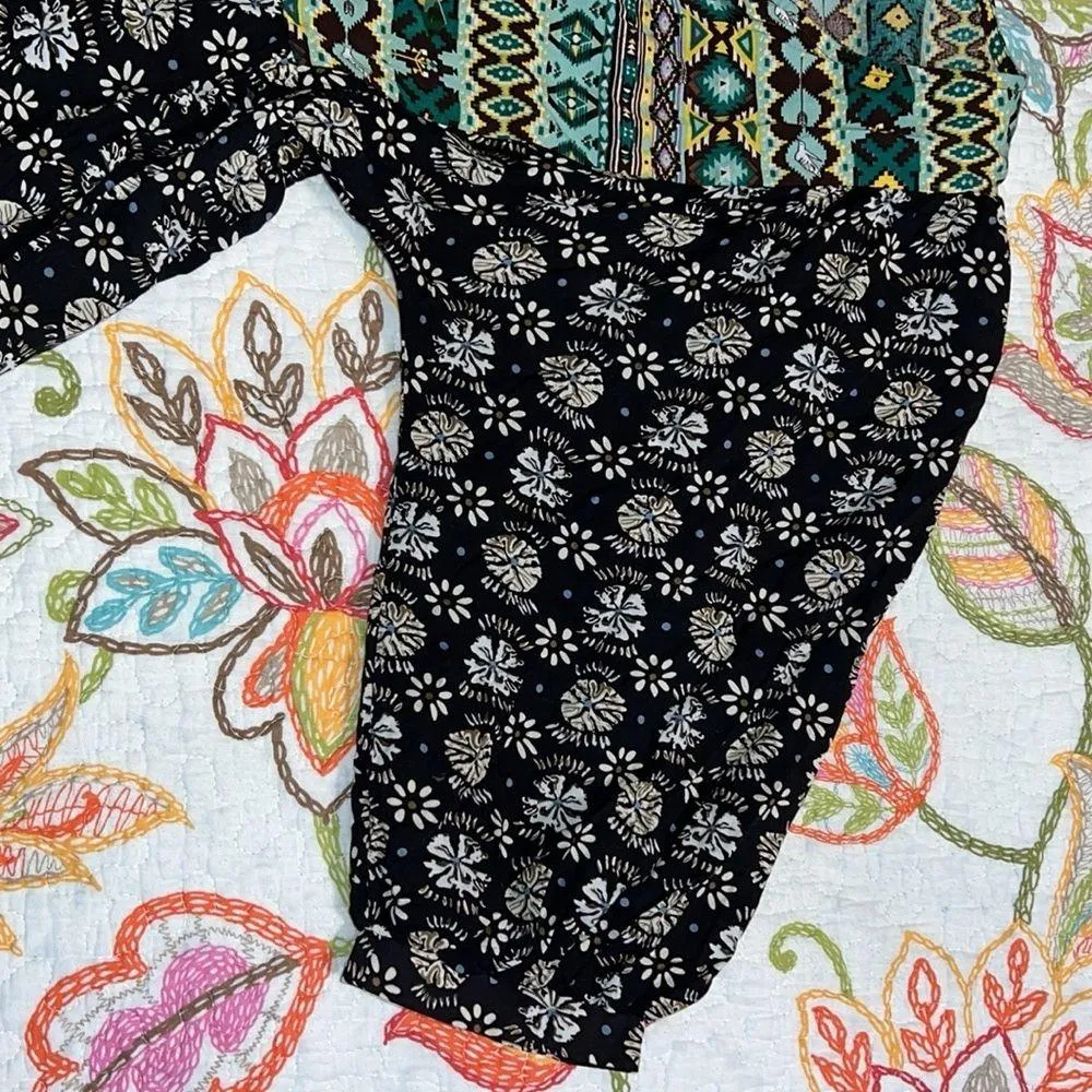 UMGEE womens small tunic dress geometric print sleeves around elbow v neck - Image 7