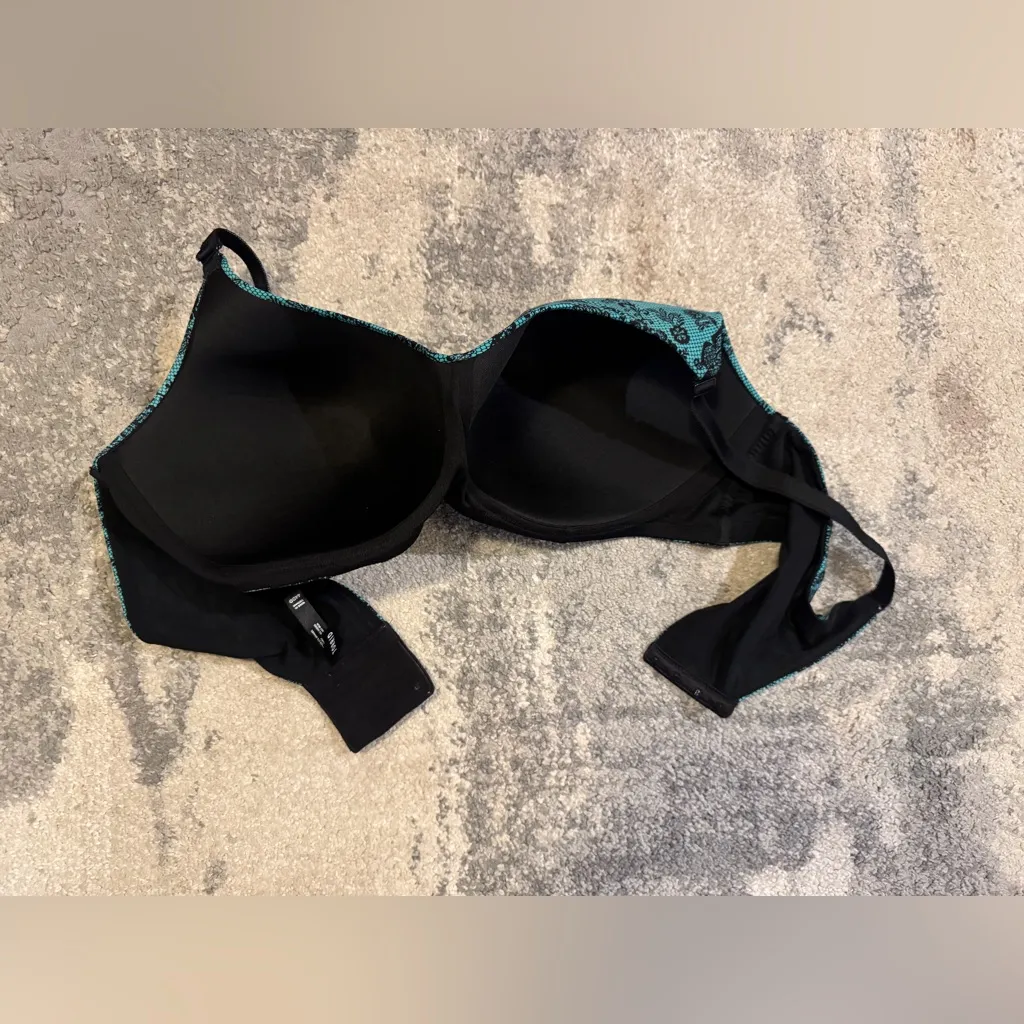 Torrid Teal and Black Floral Lace Bra - Image 2