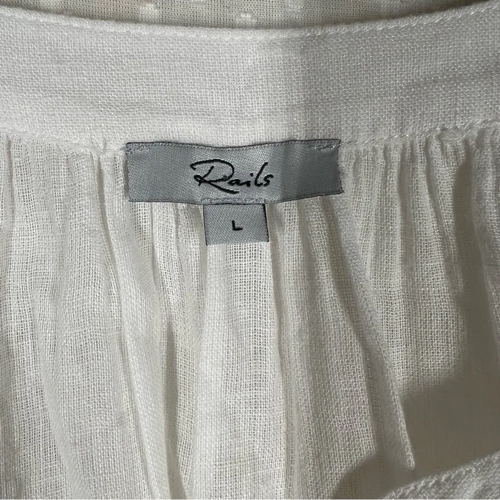 Rails White Linen‎ Button Up Frances Long Sleeve Top - Image 3