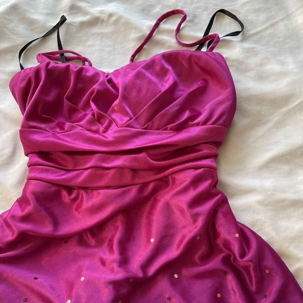 Vintage Speechless Women’s Sz S Mini Pink Dot Dress Bow Halter Y2K Barbie Fairy - Image 12