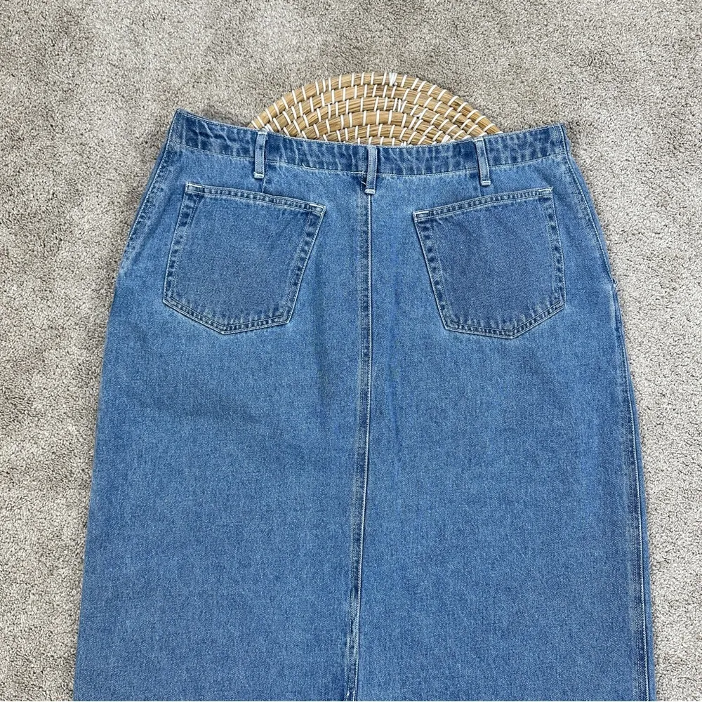 L.L. Bean Women’s Vtg Denim Cotton Midi Skirt Back Slit A - Image 6
