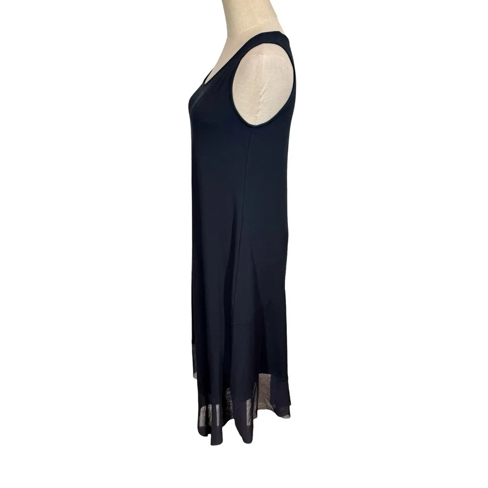 Eileen Fisher Asymmetrical Mesh Handkerchief Hem Sleeveless Jersey Dress - Image 5