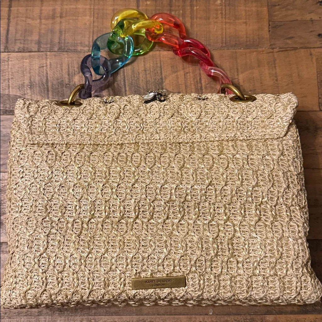 Kurt Geiger Kensington Raffia Bag (no gold chain strap) - Image 6