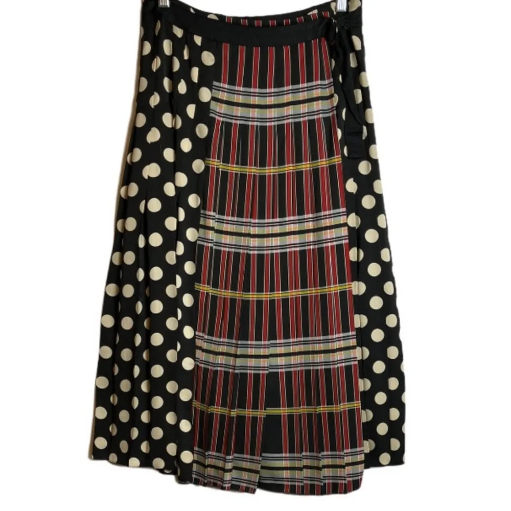ZARA  Wrap Midi Patchwork Pleated Skirt Size Small - Image 5