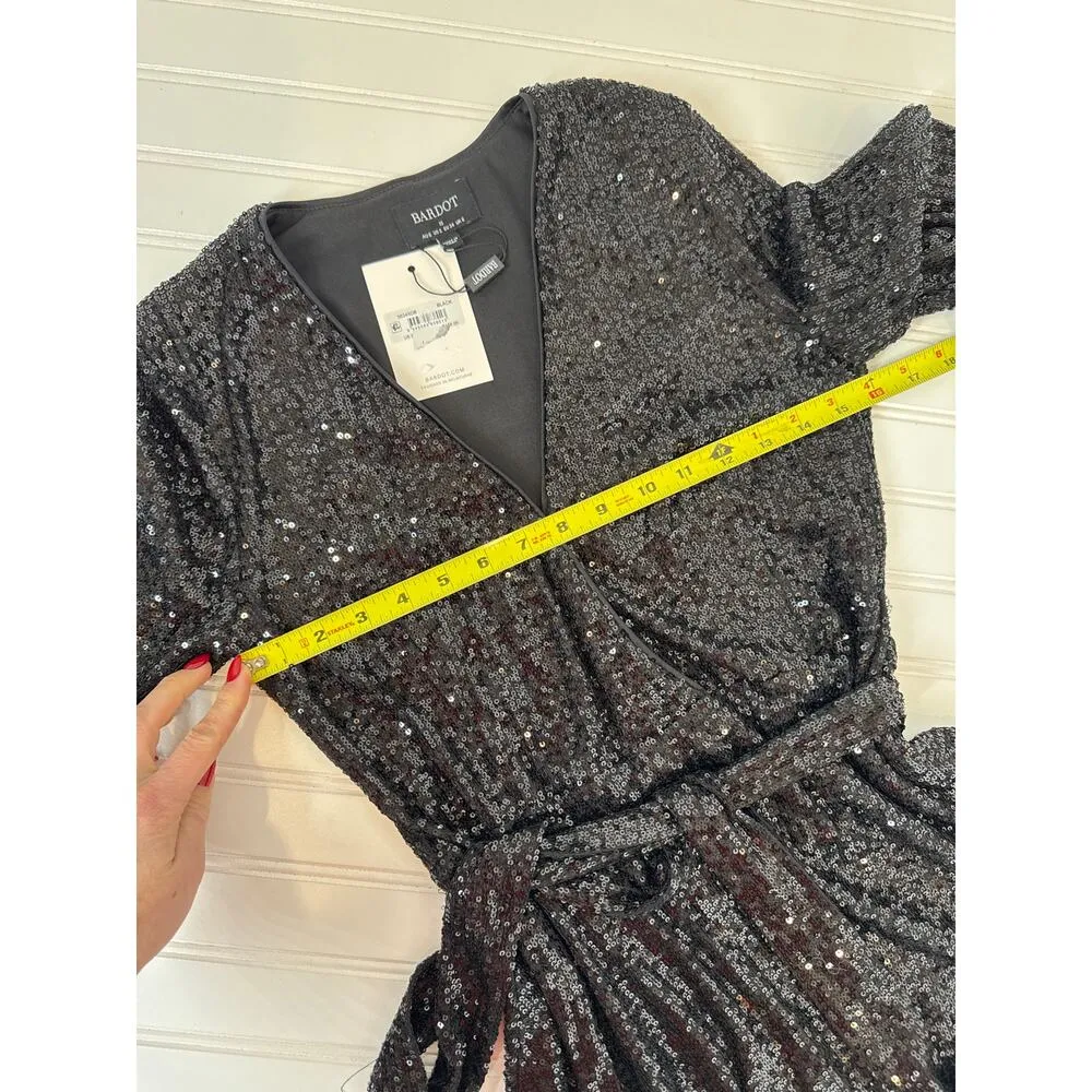 NWT Bardot Sequin Bellissa Dress Black Party Cocktail Club Glam Bling Size 2 - Image 6