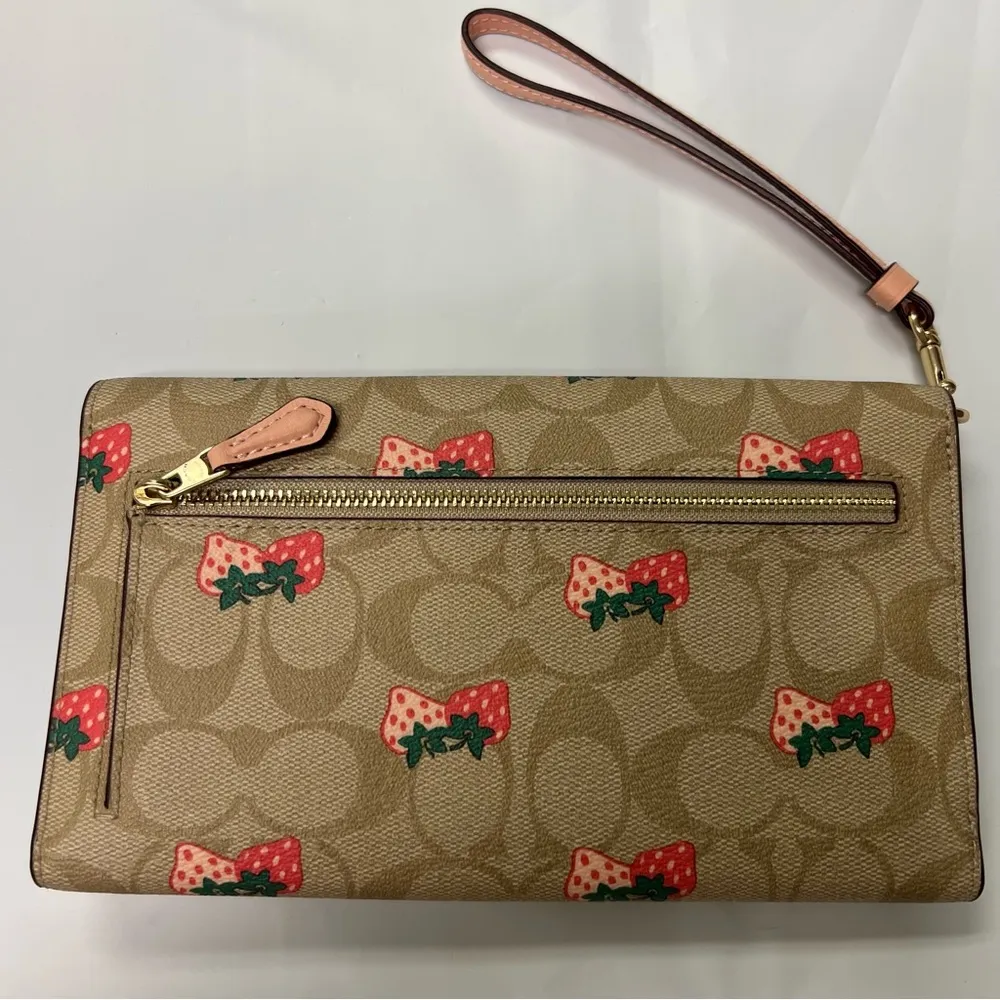 Coach Travel Envelope Wallet In Signature Canvas With Strawberry Print CB609 - Image 2