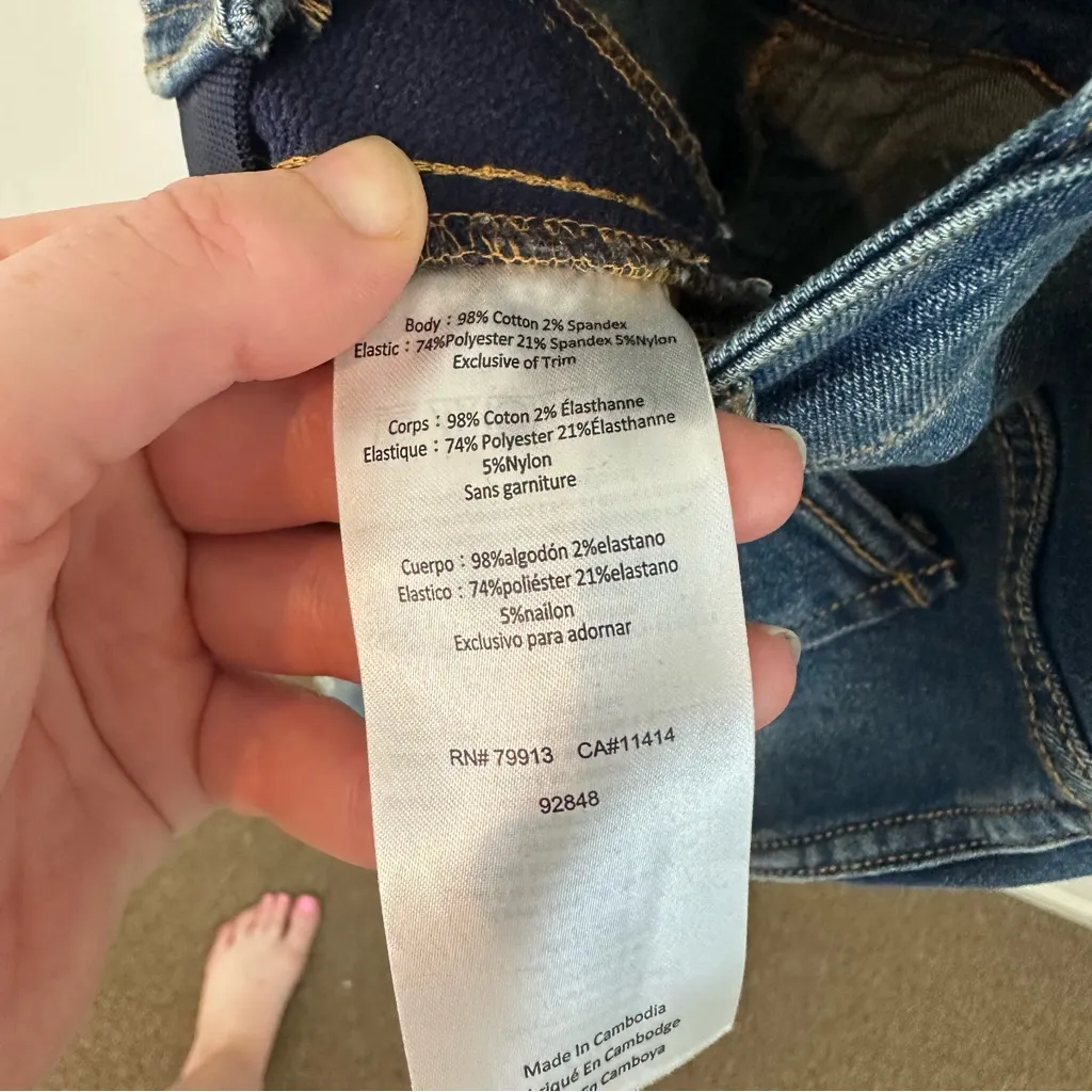 Indigo Blue  Denim Distressed Maternity Overalls Size Small Maternity - Image 10