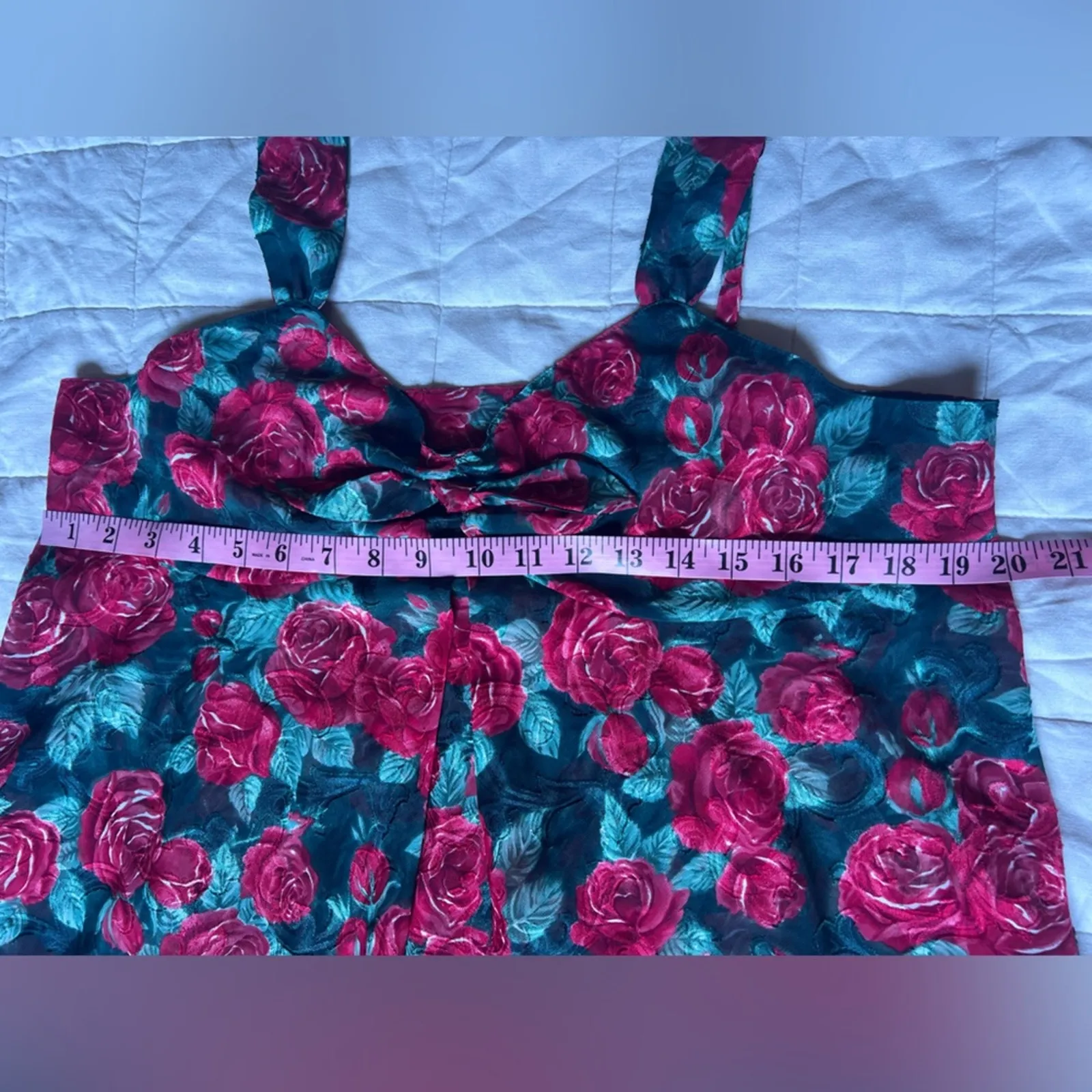 Vintage 90s VS Red Rose Floral Sheer Babydoll Mini Dress Lingerie Romantic - L - Image 4