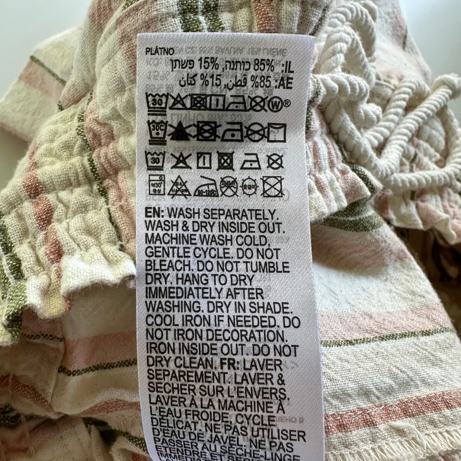 Roxy Striped Shorts Elastic Waist Casual Comfy Beach Summer Medium‎ Cotton Linen - Image 7