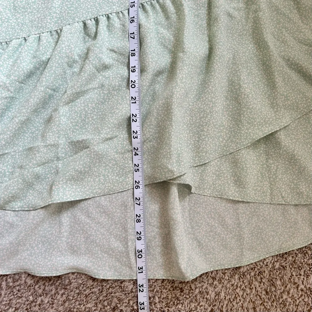 🦋 LC Lauren Conrad Mint Floral Ruffle Midi Skirt Large Medium Easter Spring - Image 5