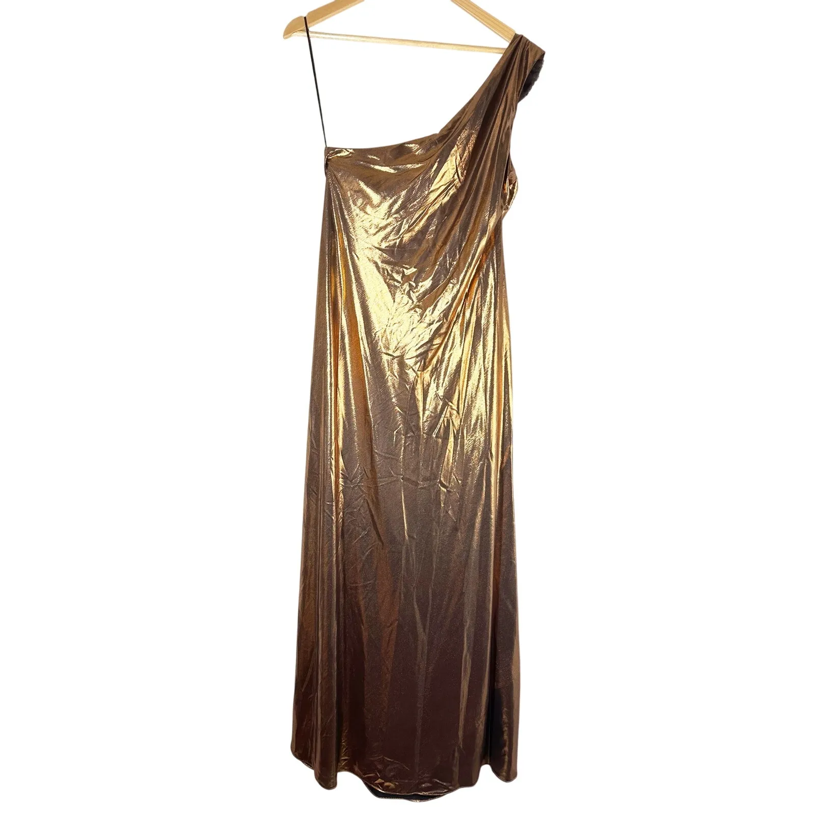 Lauren Ralph Lauren Metallic Chiffon One Shoulder Gown Party Size US 10 - Image 3