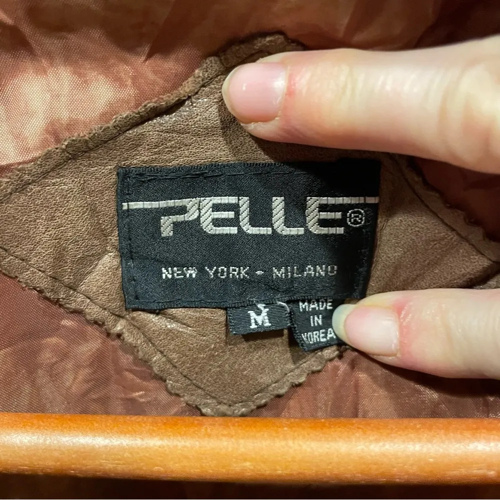 80’s milk chocolate leather and snake oversized jacket pockets button closure Brown Size M - Image 11