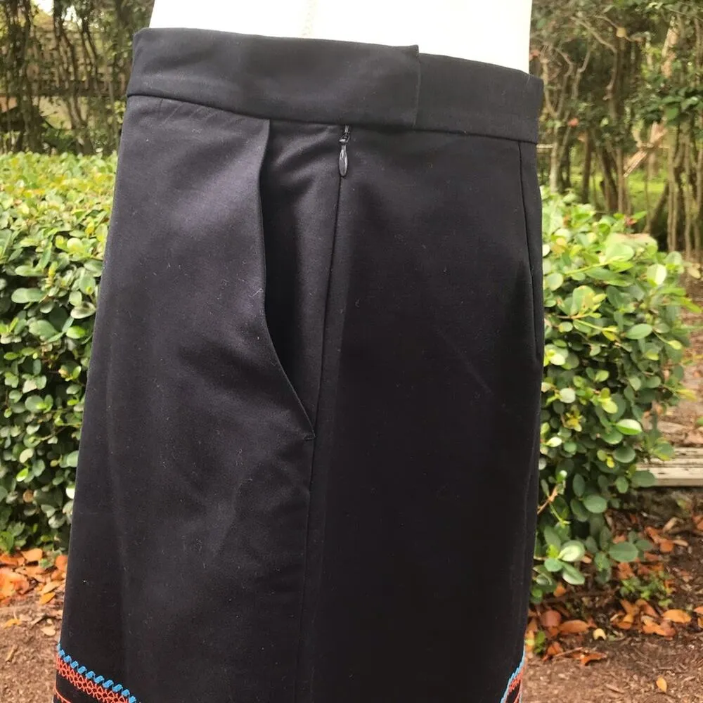 Brooks Brothers navy embroidered a line skirt - Image 3