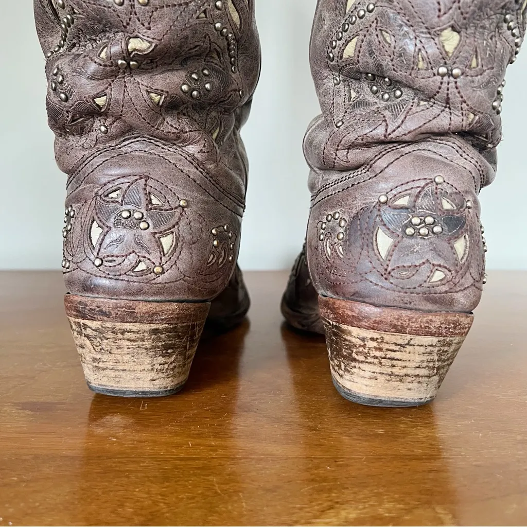 Corral • A1098 Crater Brown Bone Inlay Studded Boot western cowgirl vintage - Image 11