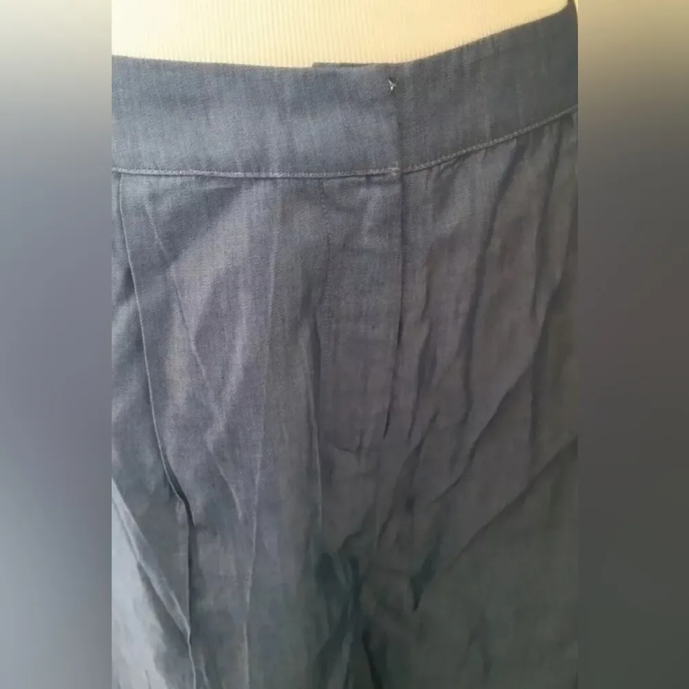 Modcloth Blue Chambray Wide Leg Culottes of Luck by A/S Anna Smith Linen Cotton Size 8 - Image 3