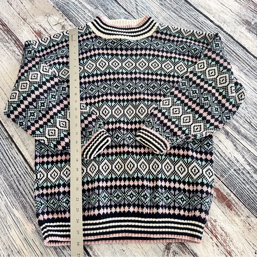 Vintage 80’s Clifton Place Geometric Patterned Sweater Black Size M - Image 7