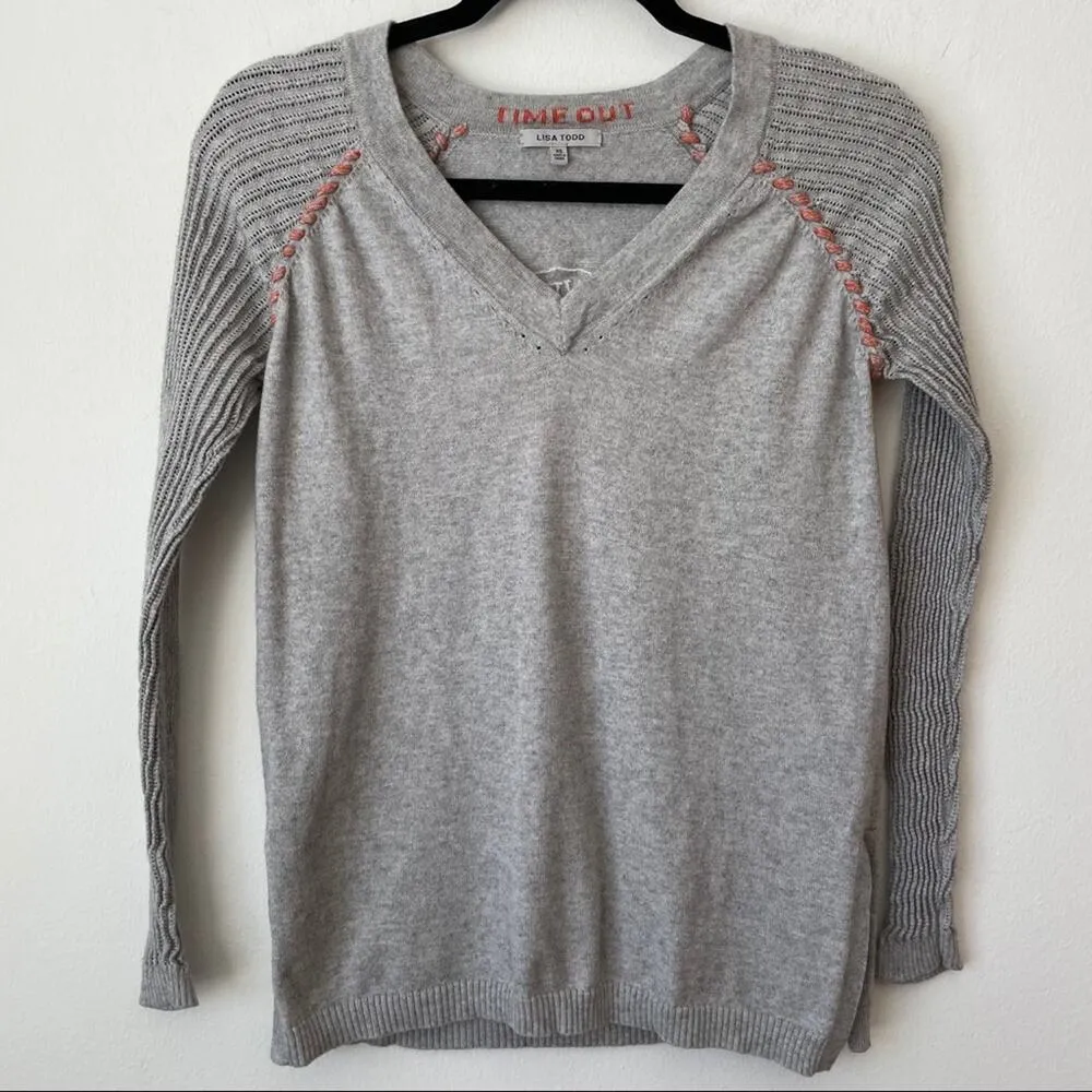 Anthropologie Lisa Todd Time Out V Neck Sweater Women's XS - Image 4