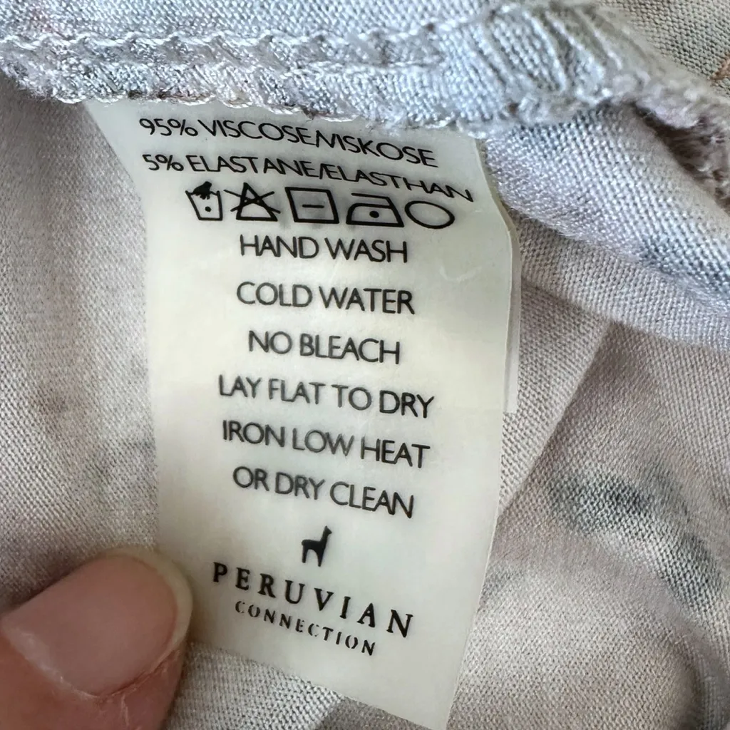 Peruvian Connection Peach Floral/Bird Print Sleeveless Midi Wrap Dress - Image 5