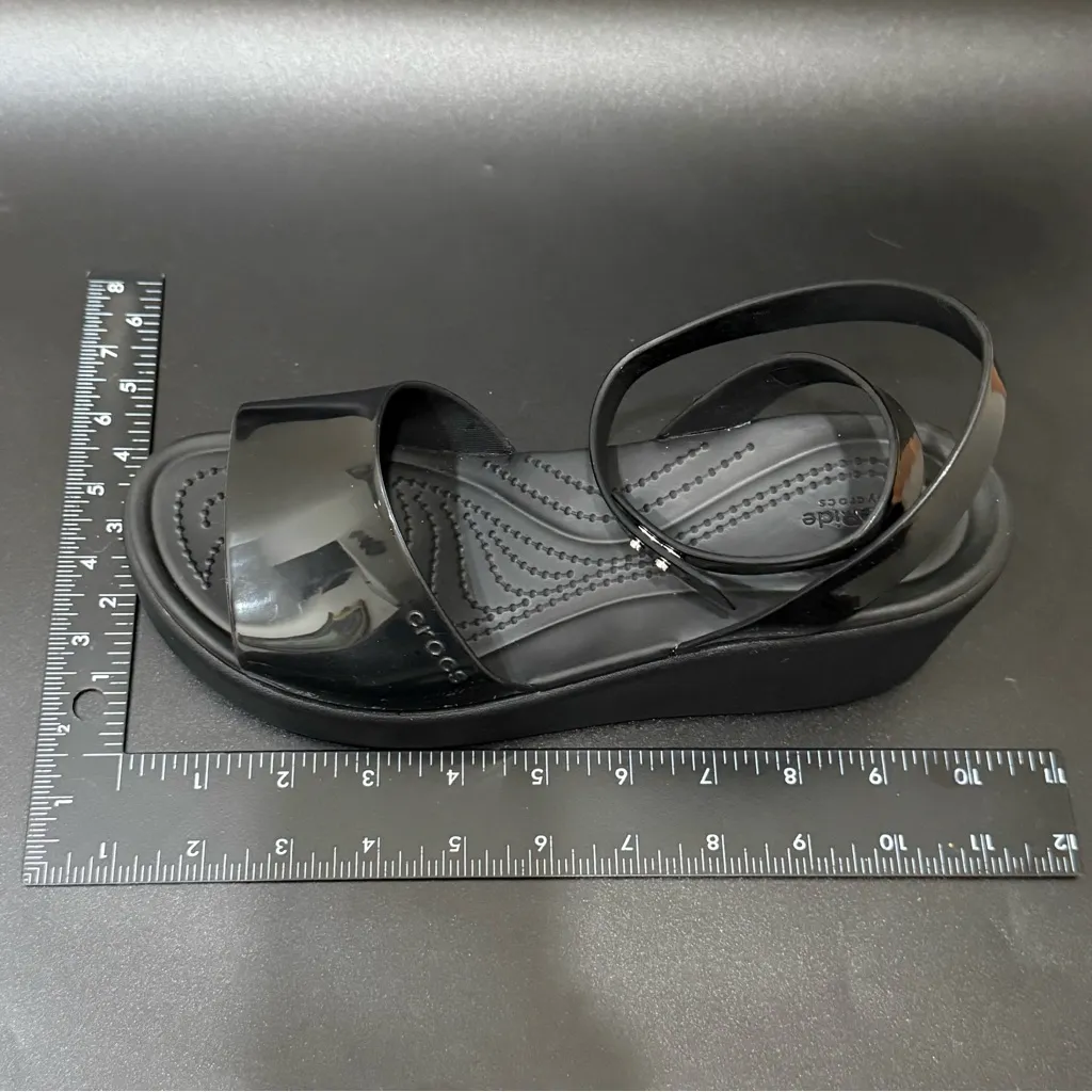 CROCS Black Brooklyn Ankle Strap Wedge Sandals Women’s Size 8 - Image 10