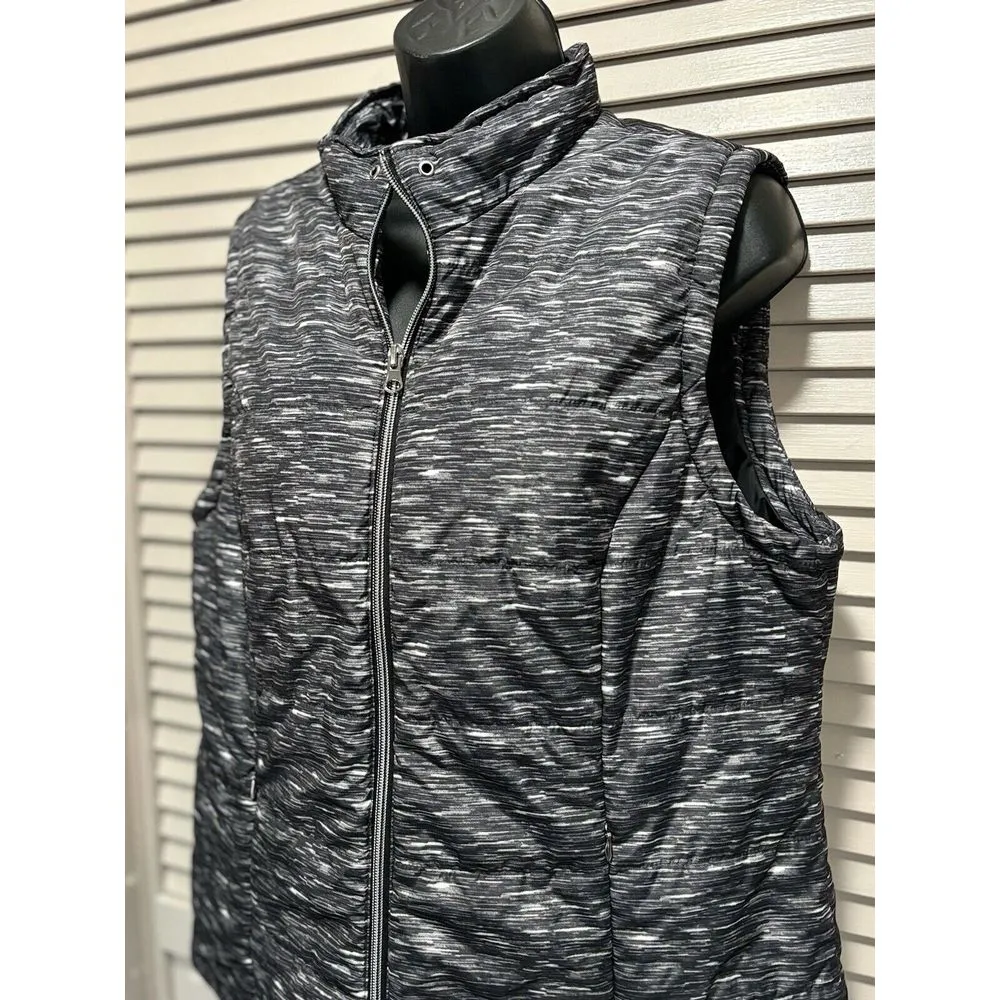 Christopher Banks Black/Gray Puffer Vest Zip Up Sleeveless Size L Zip Pockets - Image 2