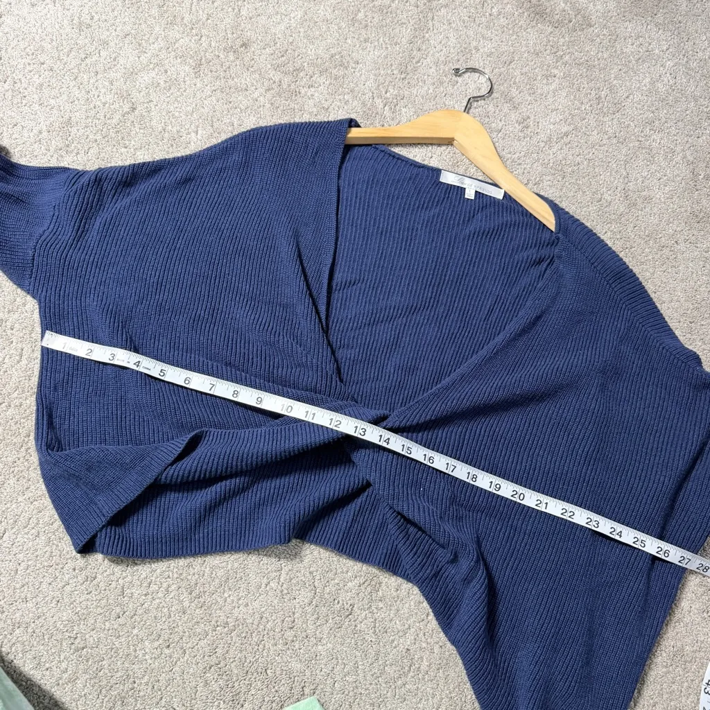 Lovers + Friends Women’s Navy Spring Twist Front Sweater V-Neck Longsleeve L - Image 9