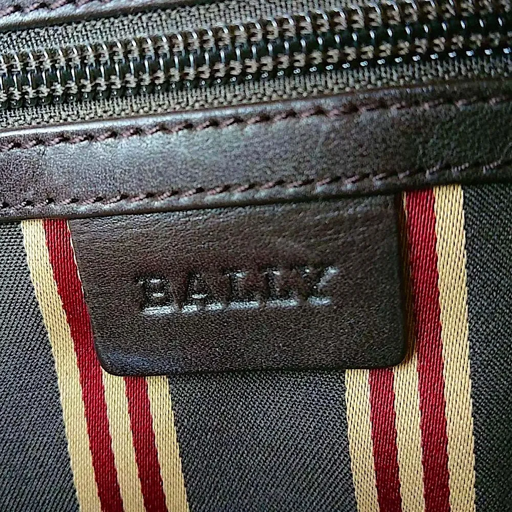 BALLY Brown Calfskin Tote Bag w Stripe Crossbody Strap Interior Zip Pocket MINT - Image 9