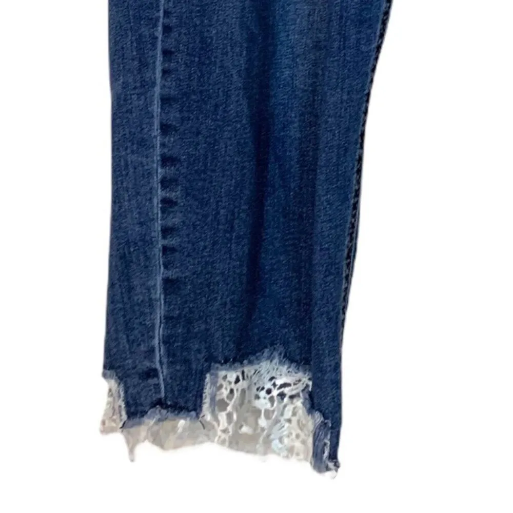 Lane Bryant Distressed Crochet Trim Girlfriend Crop Mid Rise Jeans Plus Size 18 - Image 6
