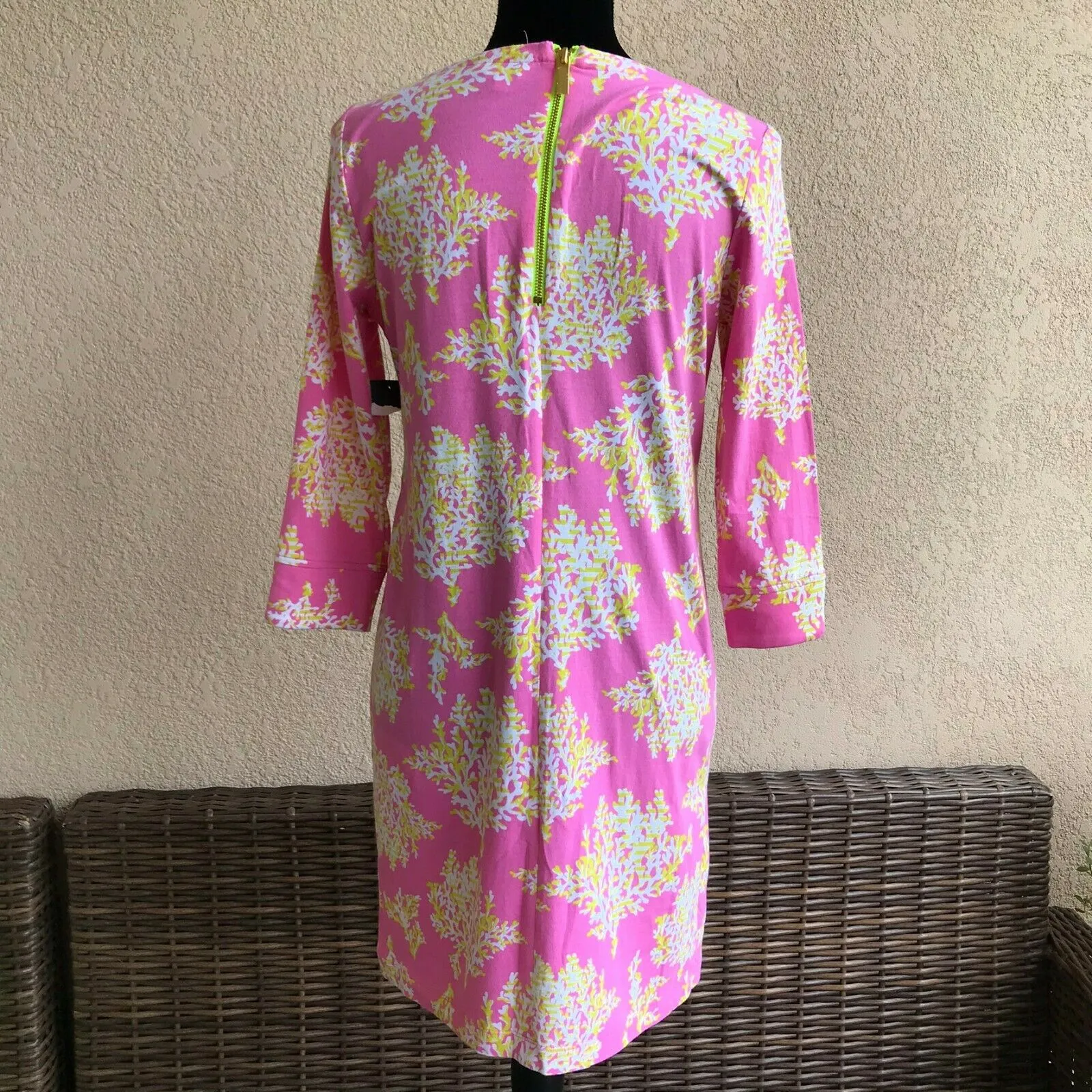 Crown & Ivy Pink Coral Print Dress‎ Lime NEW NWT Size XS Knit Preppy - Image 4