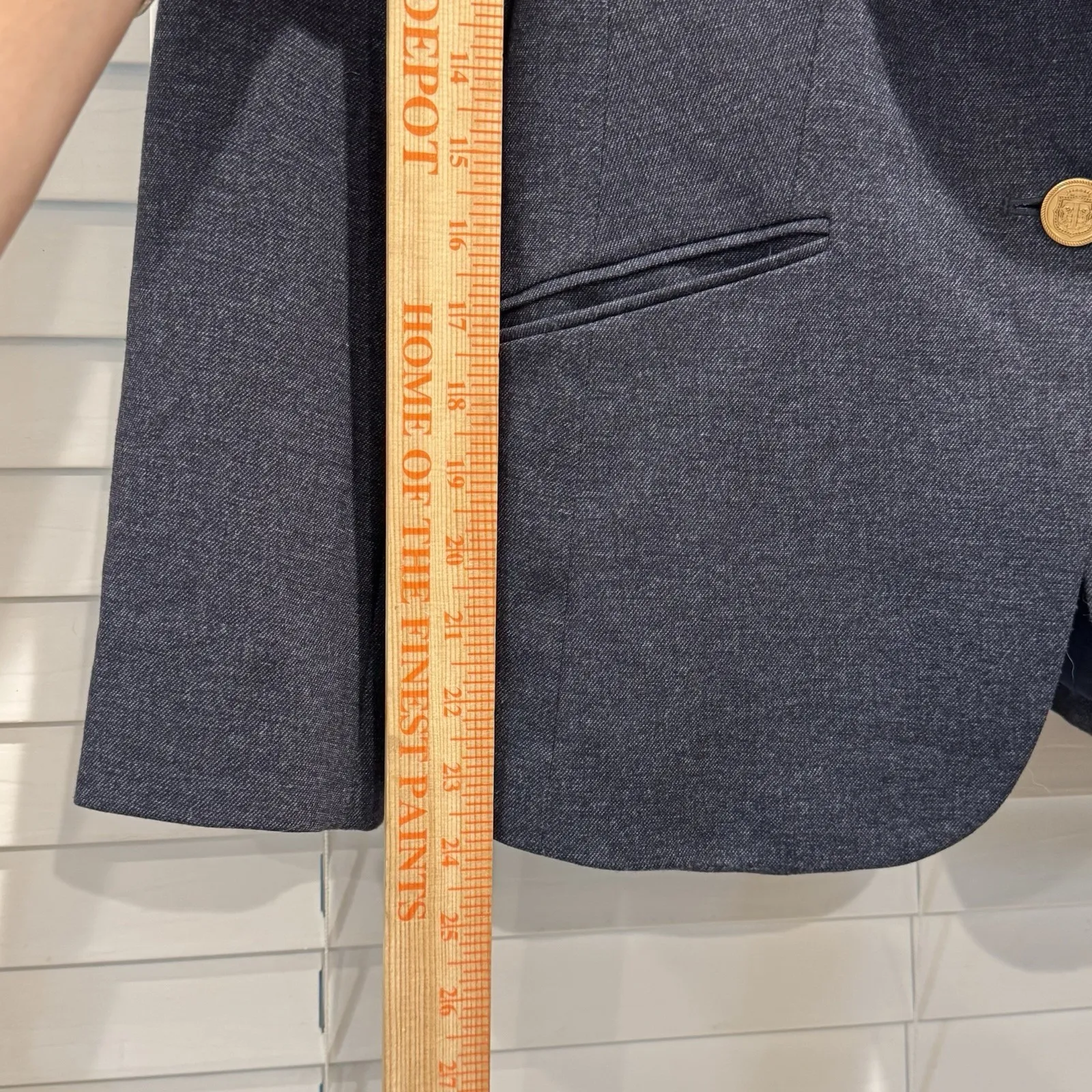 Talbots Women's 10 P Navy Blue 1 Button Blazer‎ Jacket Lined Gold Buttons EUC - Image 9