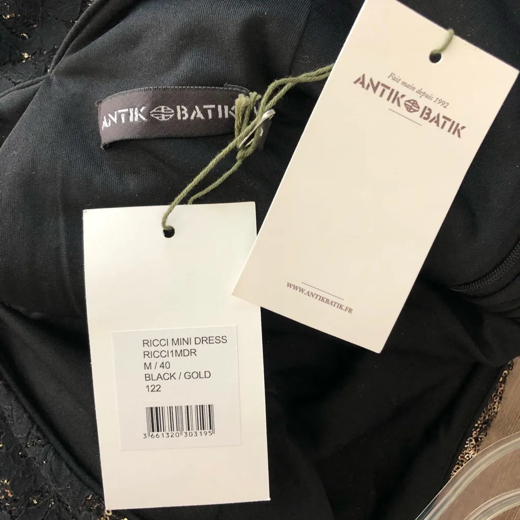 Antik Batik Black Gold Ricci Sequin Lace Long Sleeve Mini Dress NWT M Size M - Image 10