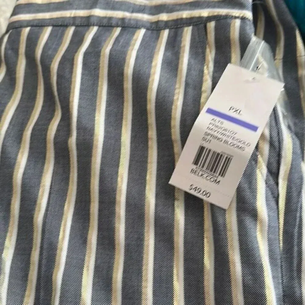 New Directions Petite L Capri Pants Navy White Gold Floral Ankle NWT Size undefined - Image 3