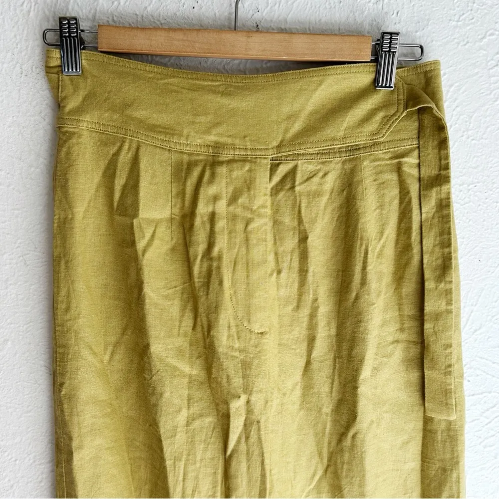 Urban Outfitters Christina Tapered Wrap Linen Blend Pant Lime Green Sz 4 - Image 4