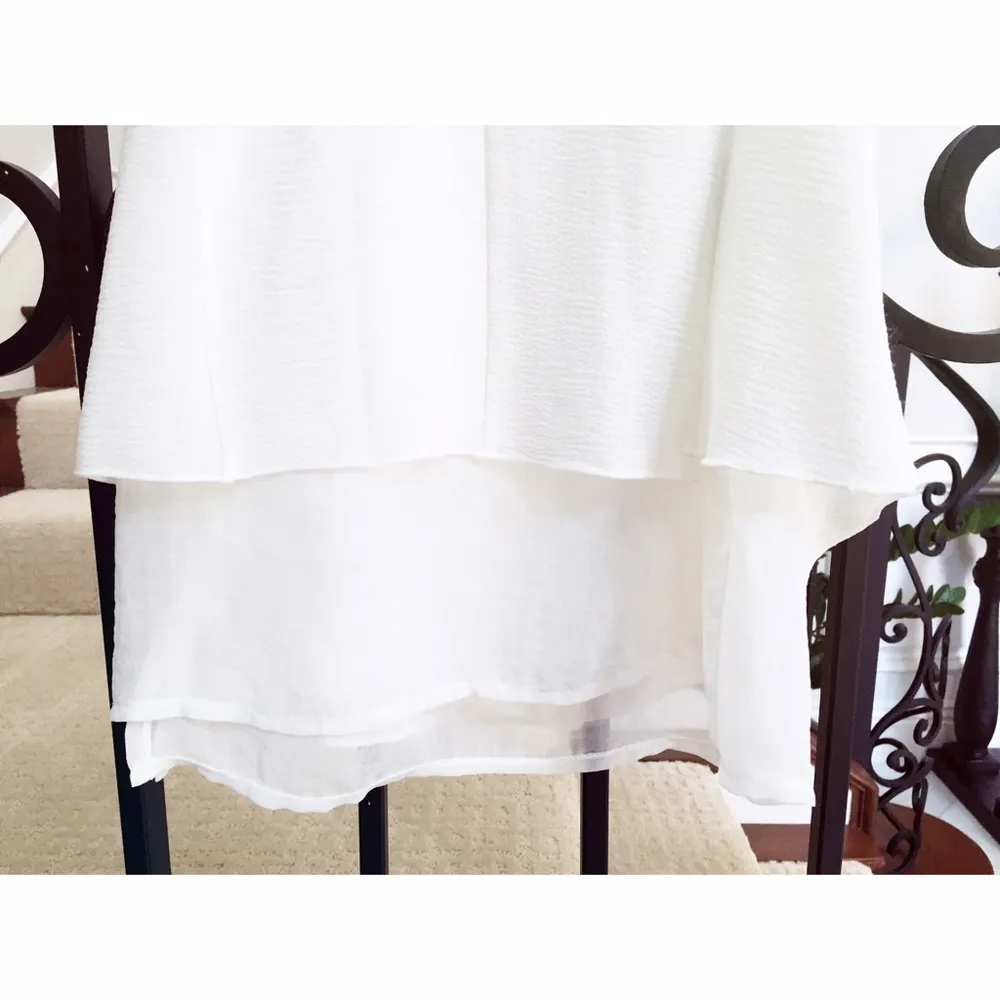 Zara Flowy Tank Top Blouse White Small Tie Neck Ribbon - Image 3