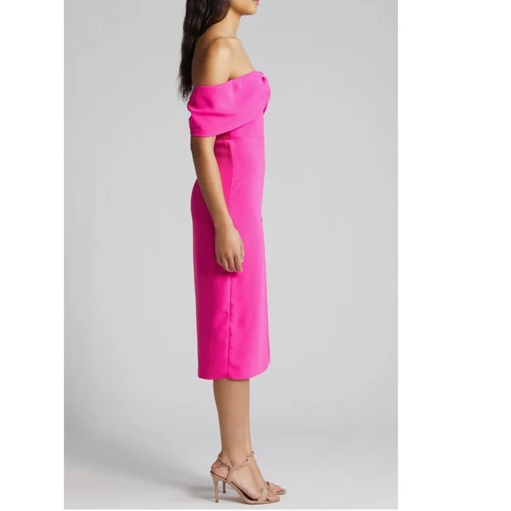 Amanda Uprichard Darien Off the Shoulder‎ Cocktail Dress, Hot Pink, Large, NWT - Image 4