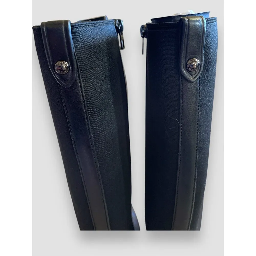 Coach Riding Boots Essex Semi Matte Leather/Stretch Black Women' SZ 6.5B 36.5 EU - Image 6