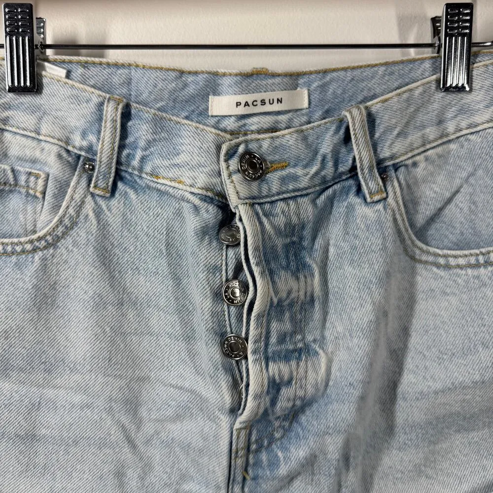 PacSun Denim Shorts Women 28 Blue Vintage High Rise Cut Off Spring Light Wash - Image 3