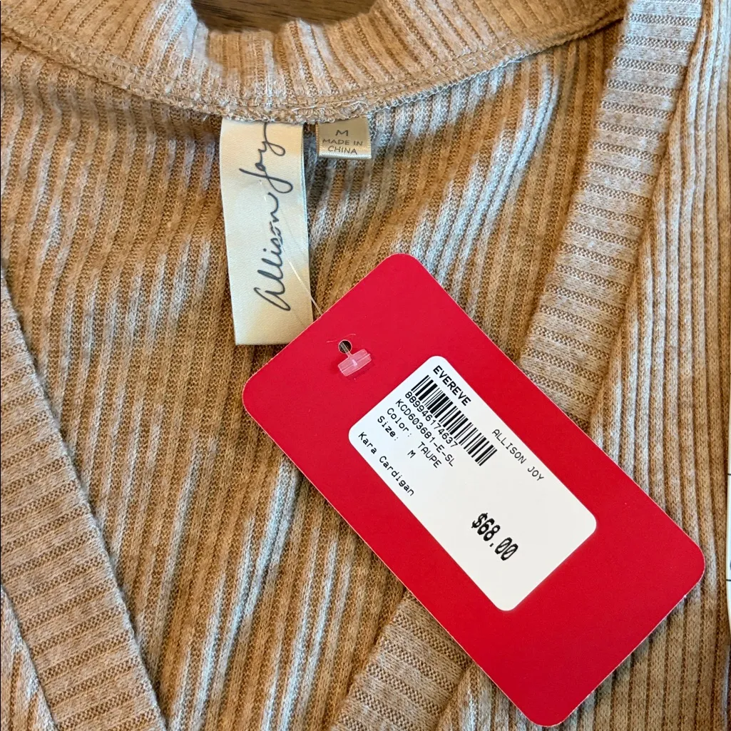 NWT Evereve Alison Joy Long Beige Cardigan with Front pockets Sz M - Image 6