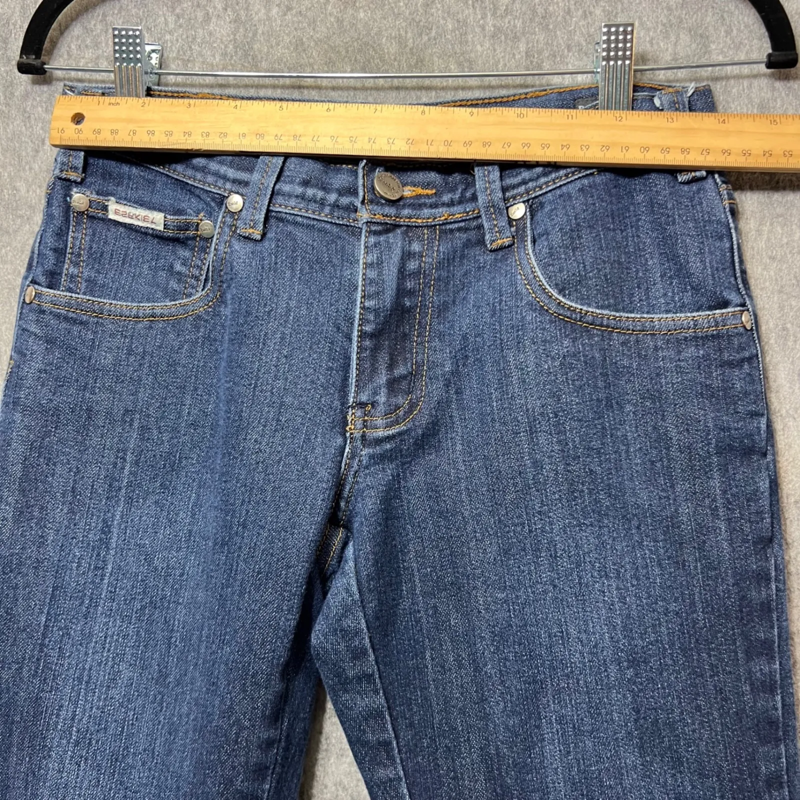 Vintage Y2K Ezekiel Denim Jeans Rolling Stone Rocker Fit Dark Wash 30 Low‎ Rise Blue - Image 2